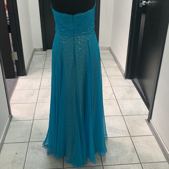 Lafemme Paris Prom Dress Strapless Aqua with Gold Gems size 8 - Picture 4 of 12